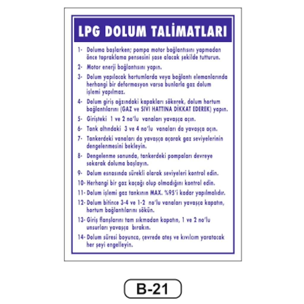 Lpg Dolum Talimatları Uyarı Ikaz Levhası n11pro