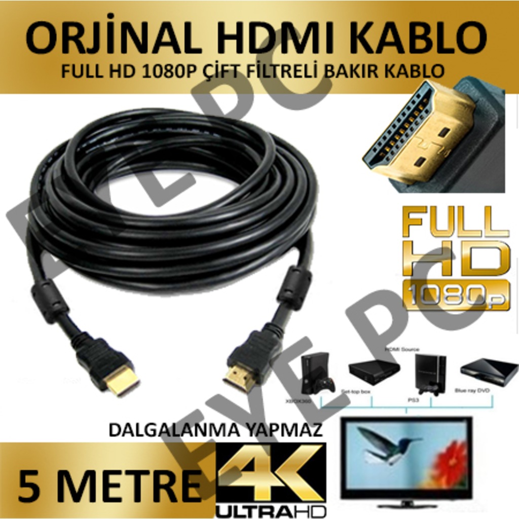 Hdmi Kablo TV Ses Görüntü Kablosu Uydu Receiver Full HD 5 METRE