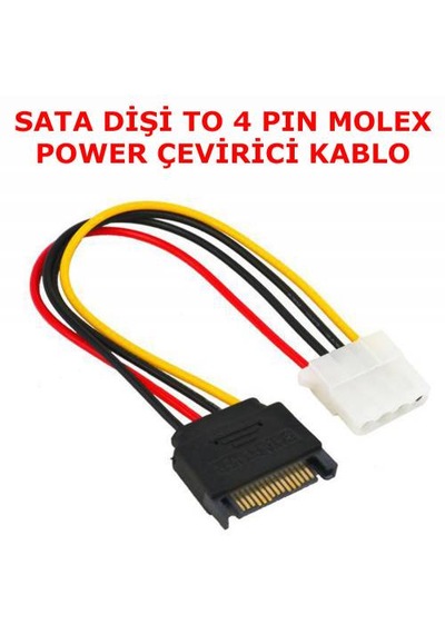 Sata Erkek To 4 Pin Molex Ide Çevirici Kablo Dönüştürücü Kablo