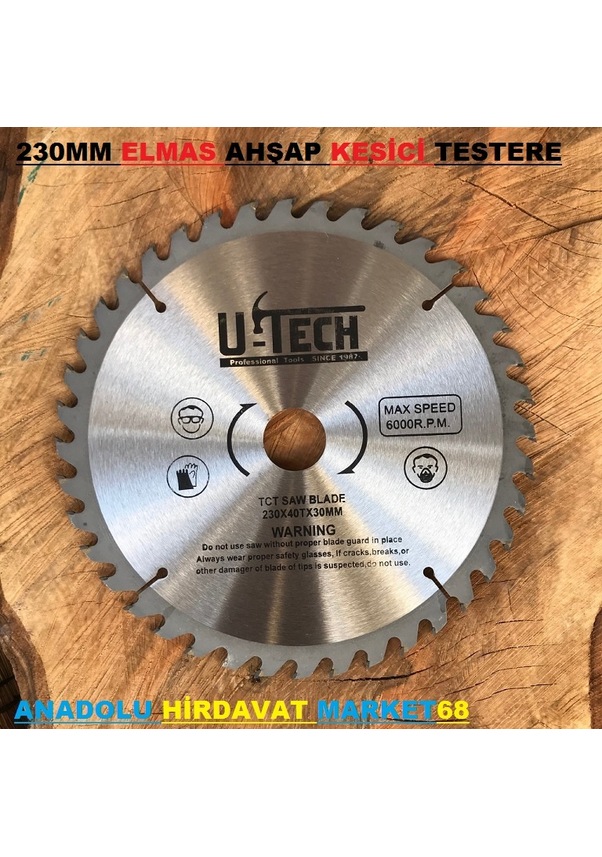 Utech 230 MM Elmas Testere Sunta Mdf Ahşap Odun Kesme Testeresi 40