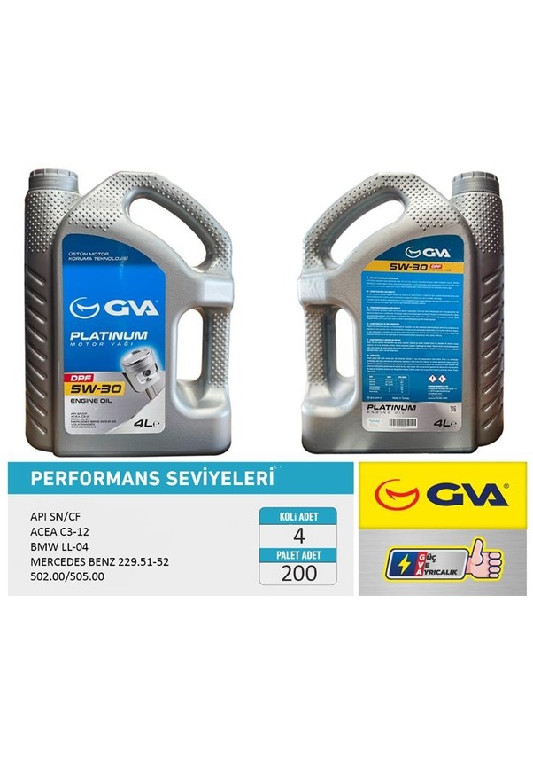 Motor Yağı 5w30 4 Lt Platınum Partiküllü dpf Tam Sentetik Apı Sn cf