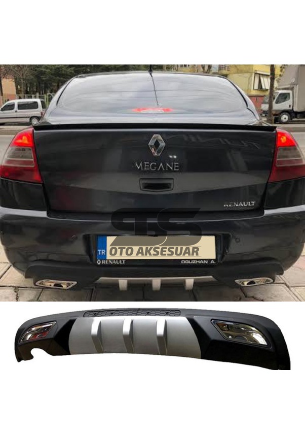 Renault Megane 2 Sedan Difüzör Arka Tampon Eki 2 Egzoz Çıkışlı Gr