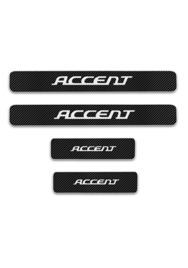 Hyundai Accent Carbon Fiber Kapı Eşiği Yazısı Sticker Boya Koruma