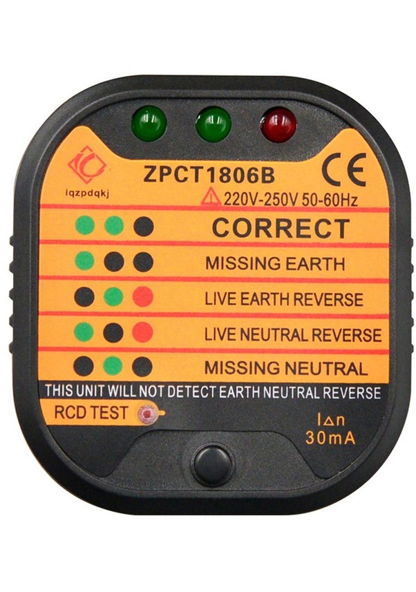 Profesyonel Soket Test Cihazı Pro Gerilim Testi Rcd 30ma Soket