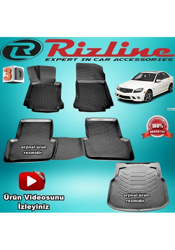 Mercedes W204 C180 3D Paspas Bagaj Havuz 2007 2014 Arası Rizline N11