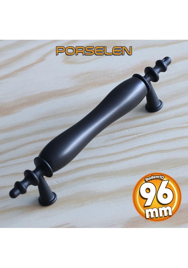 Gerçek Porselen Siyah 96 Mm Kulp Mobilya Mutfak Kulplar Dolabı Çekmece