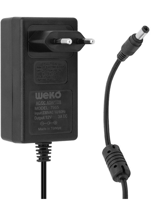 Weko 12 Volt 3 Amper 36 Watt 5 5 2 5 Uçlu Yerli Üretim Plastik Kasa