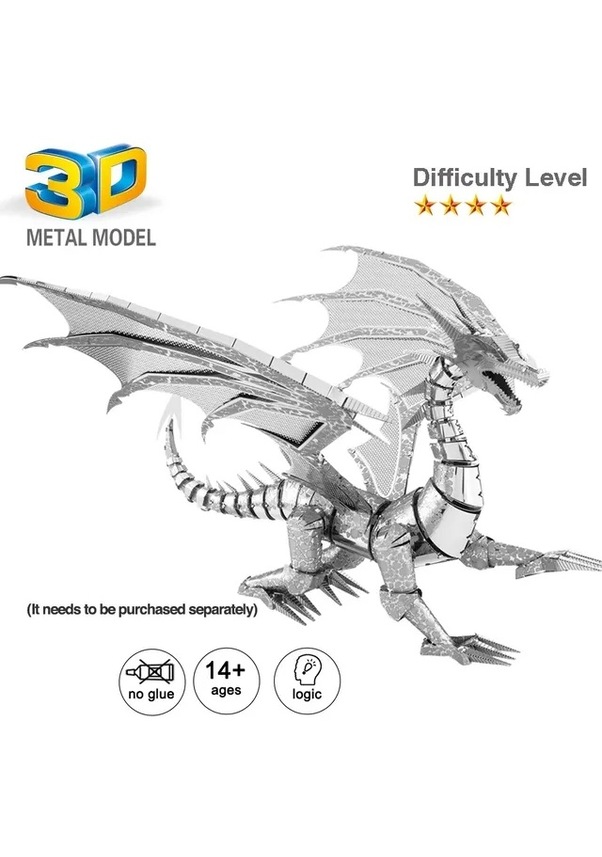 Batı Ejderha 3d Metal Maket Bulmaca Modeli Kitleri Dıy Lazer Kesim 14