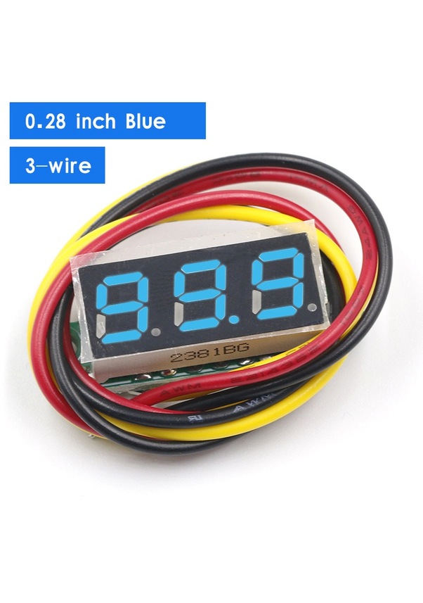 3 Hatlı Mavi 0 28 İnç Dc 0 100 V 3 wire Mini Ölçer Gerilim Ölçer