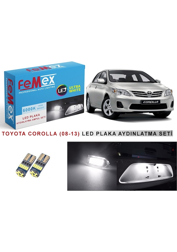 Toyota Corolla Uyumlu 2008 2013 Led Plaka Aydınlatma Ampul Seti Femex