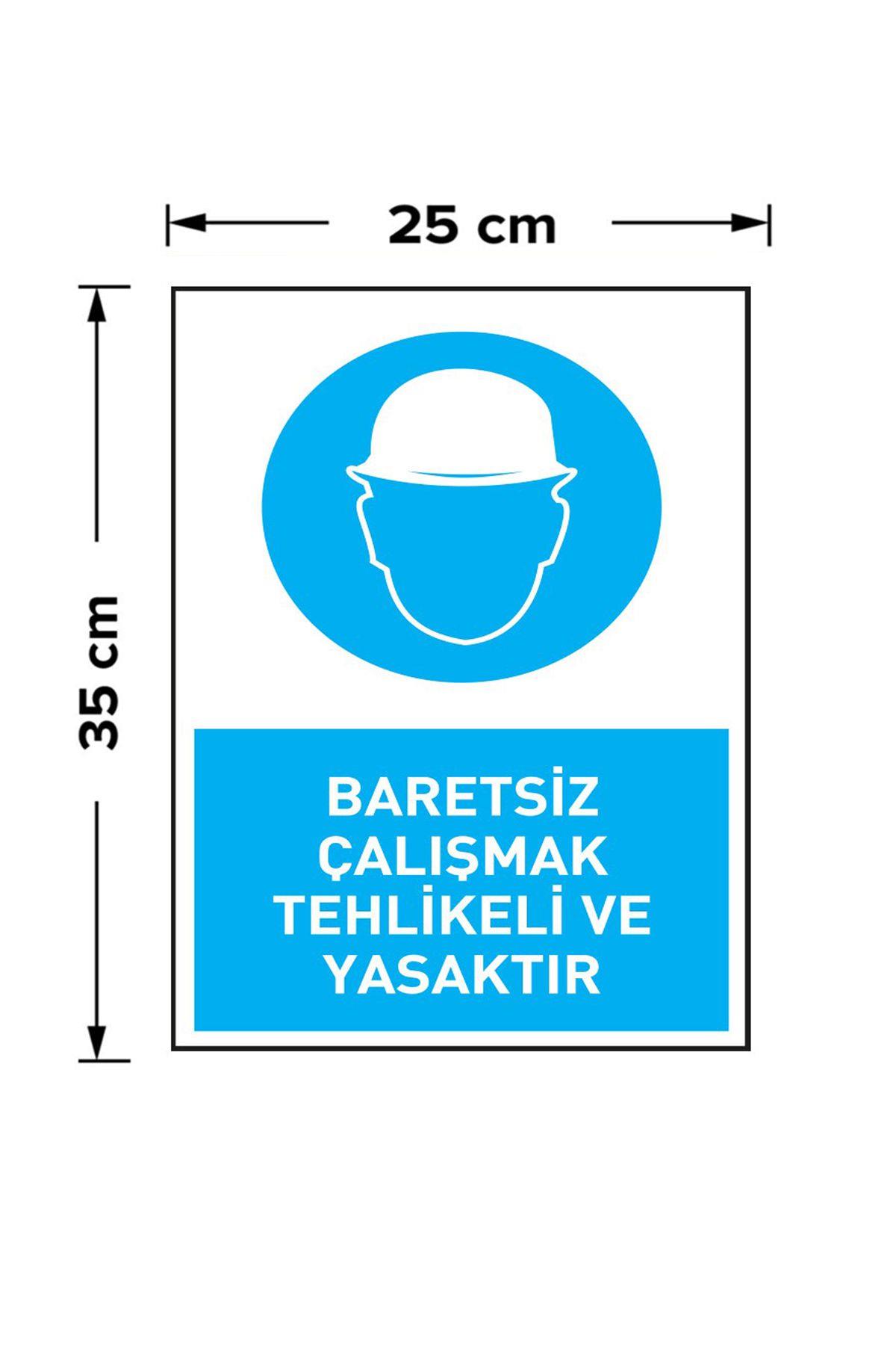 İş Güvenliği 3 Adet Levhası Baretsiz Çalışmak Tehlikeli Ve Yasakt