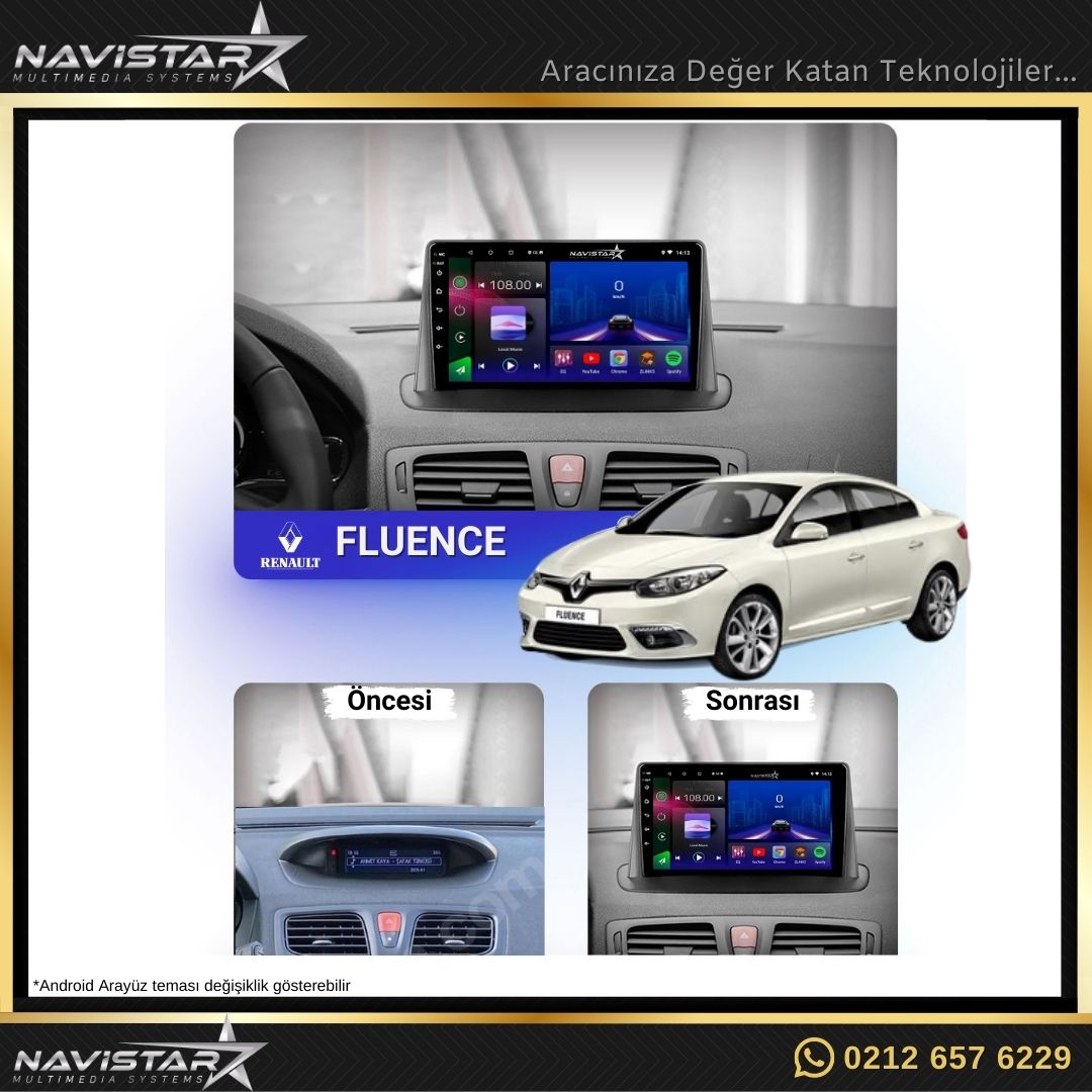 Fluence Kablosuz Carplay Gb Android Navigasyon Multimedya