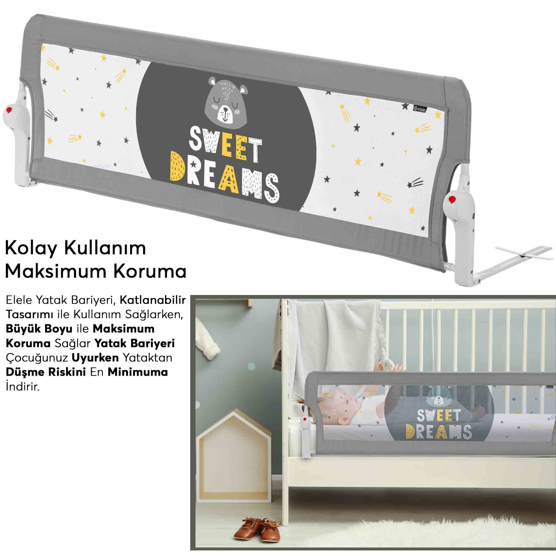 elele ekstra genis katlanabilir yatak bariyeri korku fiyatlari ve ozellikleri