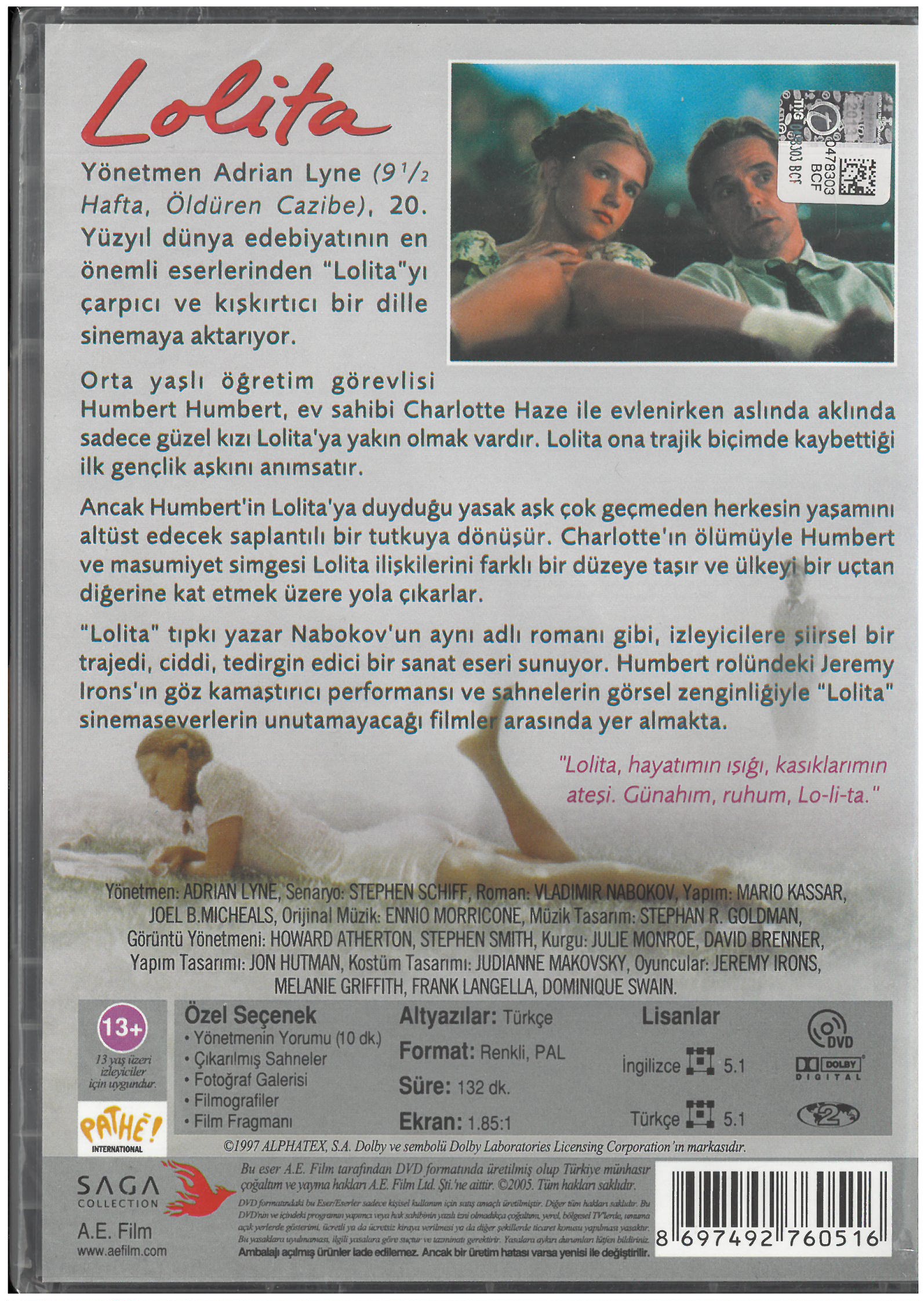 Lolita Dvd Turkce Dublaj Ve Altyazili 13 Yas Fiyatlari Ve Ozellikleri