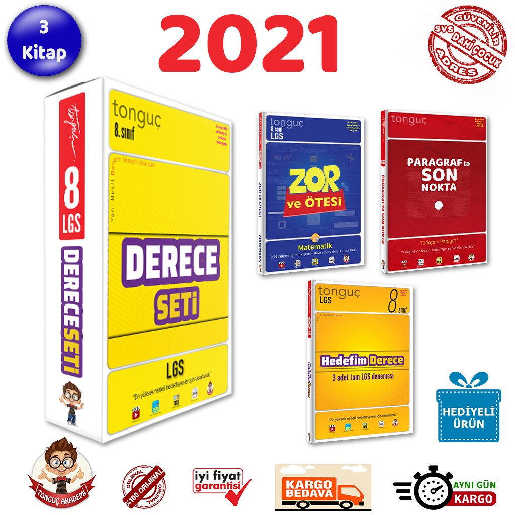 Tonguc Akademi 8 Sinif Lgs Derece Seti 3 Kitap 2021 Fiyatlari Ve Ozellikleri
