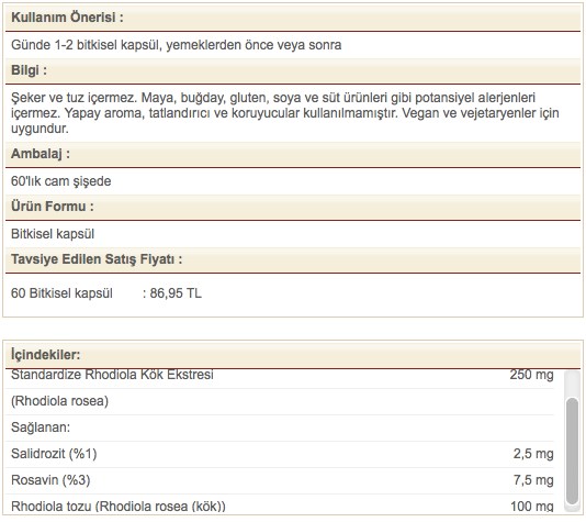 Solgar Rhodiola Root Extract Rodiola 60 Kapsul Skt 12 2023 Fiyatlari Ve Ozellikleri