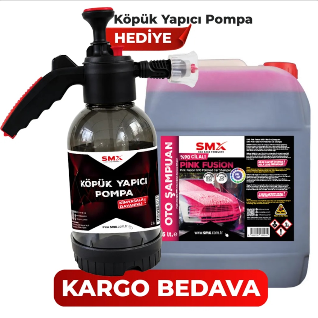 Smx %90 Cilalı Pink Fusion Oto Şampuanı 5 Lt ve 2 Litre Köpük