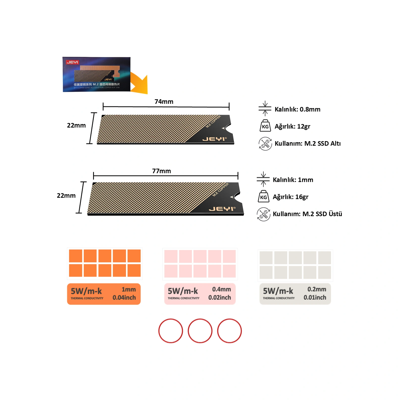 JEYI Co- Graphene Dizüstü Masaüstü M.2 NVMe M.2 SATA SSD Soğutucu