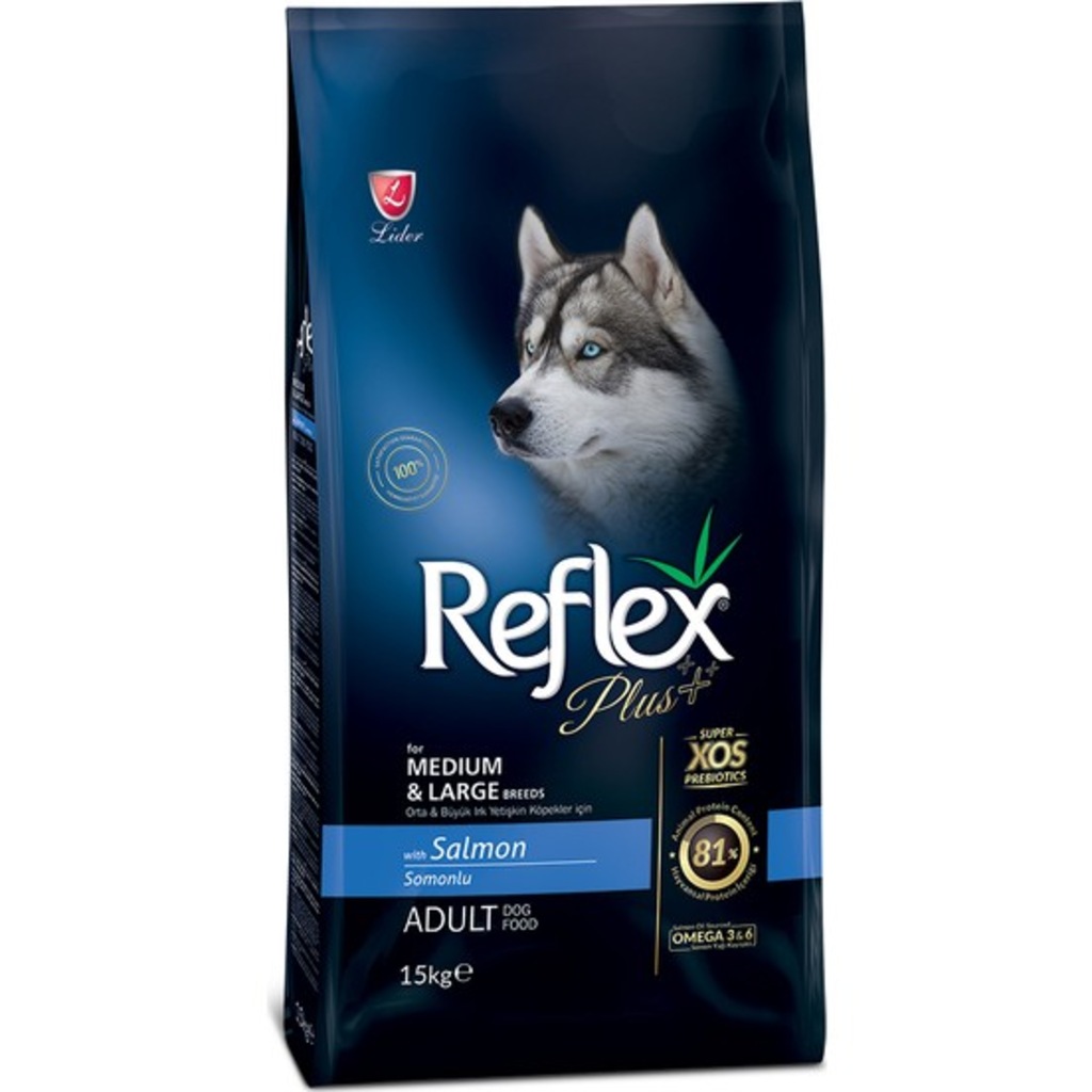Reflex Plus Somonlu Orta ve Büyük Irk Yetişkin Köpek Maması 15 KG