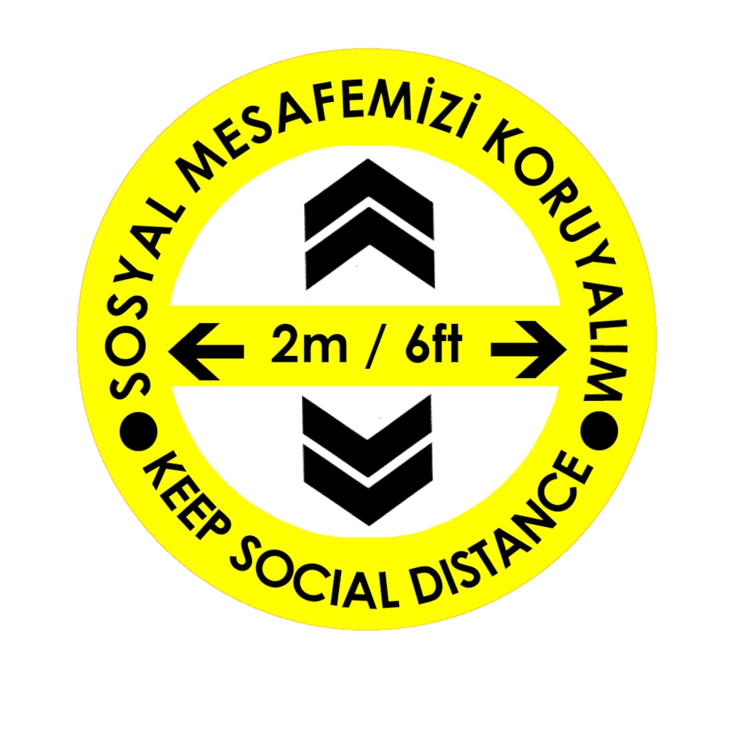 70239051 - Codegen C43-20 Türkçe-İngilizce Ok İşaretli Sosyal Mesafe Zemin Uyarı Etiket Sticker 20 x 20 CM Sarı - n11pro.com 70239051 - Codegen C43-20 Türkçe-İngilizce Ok İşaretli Sosyal Mesafe Zemin Uyarı Etiket Sticker 20 x 20 CM Sarı - n11pro.com
