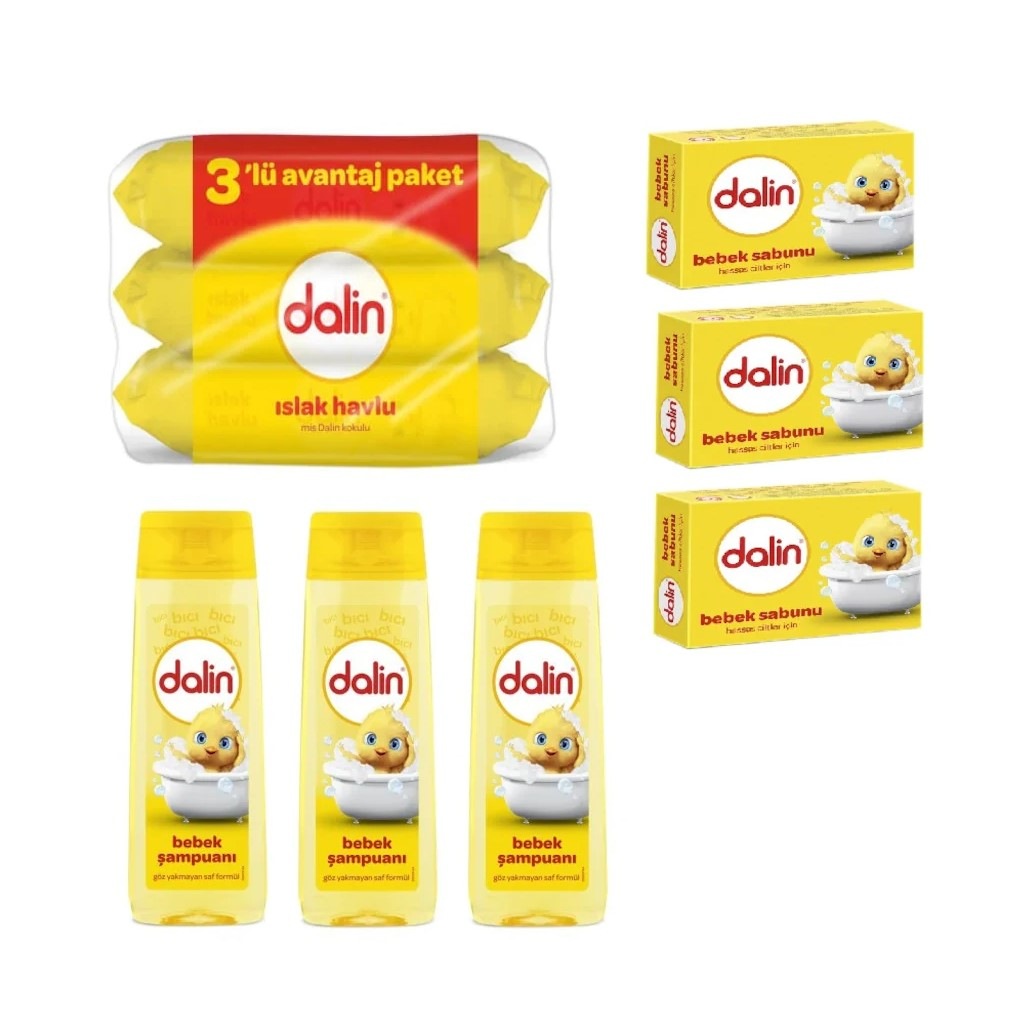 Dalin Bebek Şampuanı 3 x 200 ML + Dalin Bebek Sabunu 3 x