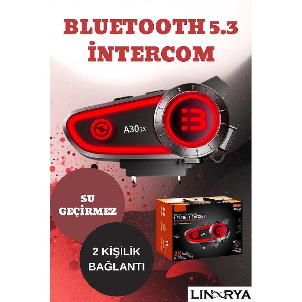 BLIC A30 2X Bluetooth Eşleşmeli Motosiklet Kask Kulaklığı İntercom