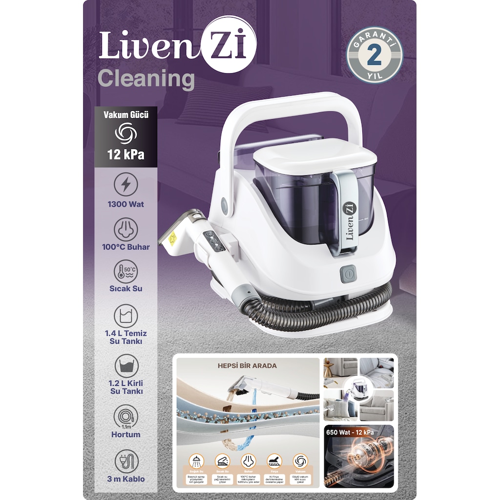 Livenzi JJB-747-A Buharlı Koltuk Halı Yıkama ve Leke Çıkartma