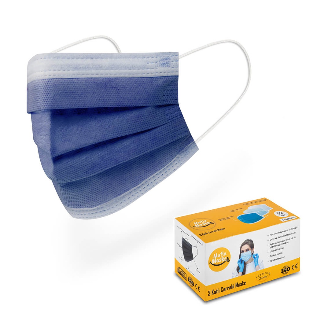 40242400 - Mutlu Maske Ultrasonik 3 Katlı Cerrahi Medikal Maske Lacivert 50'li - n11pro.com 40242400 - Mutlu Maske Ultrasonik 3 Katlı Cerrahi Medikal Maske Lacivert 50'li - n11pro.com