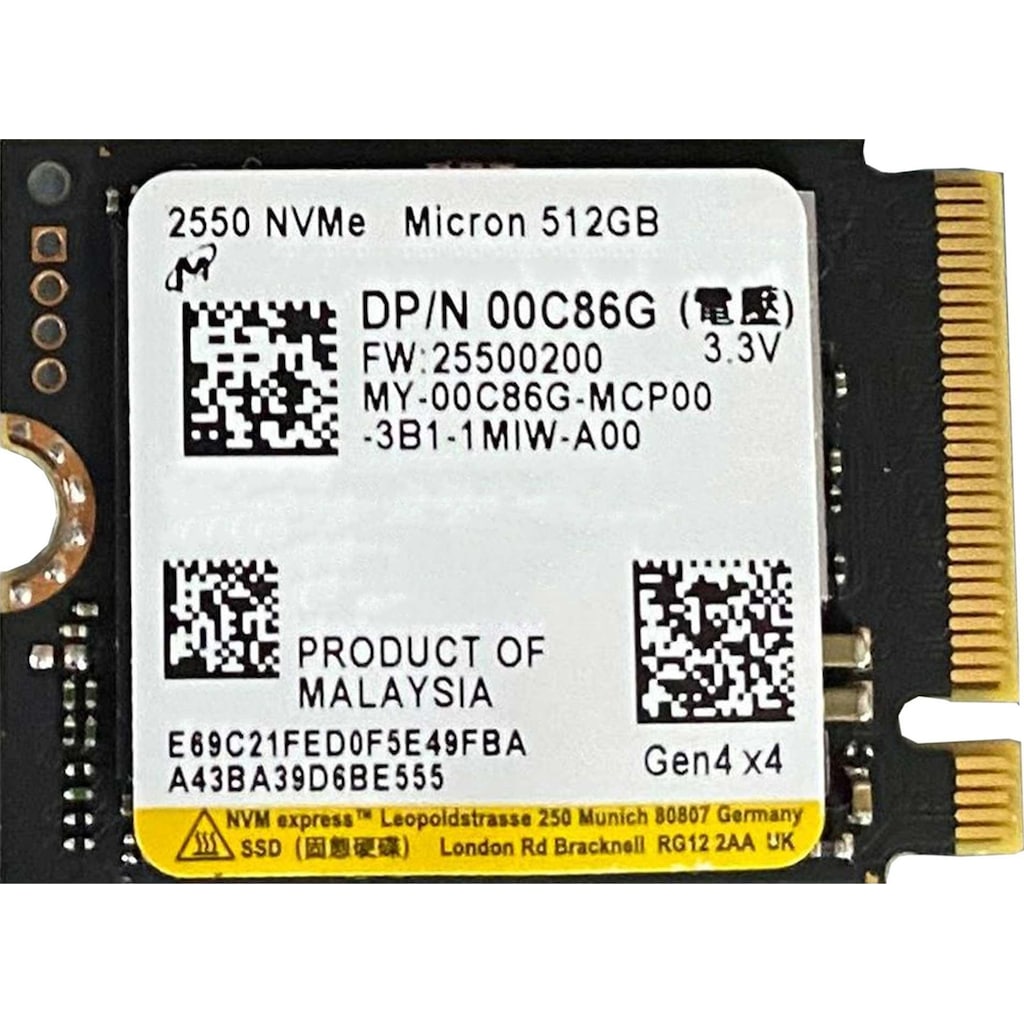 内蔵型SSD Micron 2550 NVMe M.2 SSD 512GB Micron 2550 512GB 22x30 M.2 NVMe SSD Fiyatları, Özellikleri ve