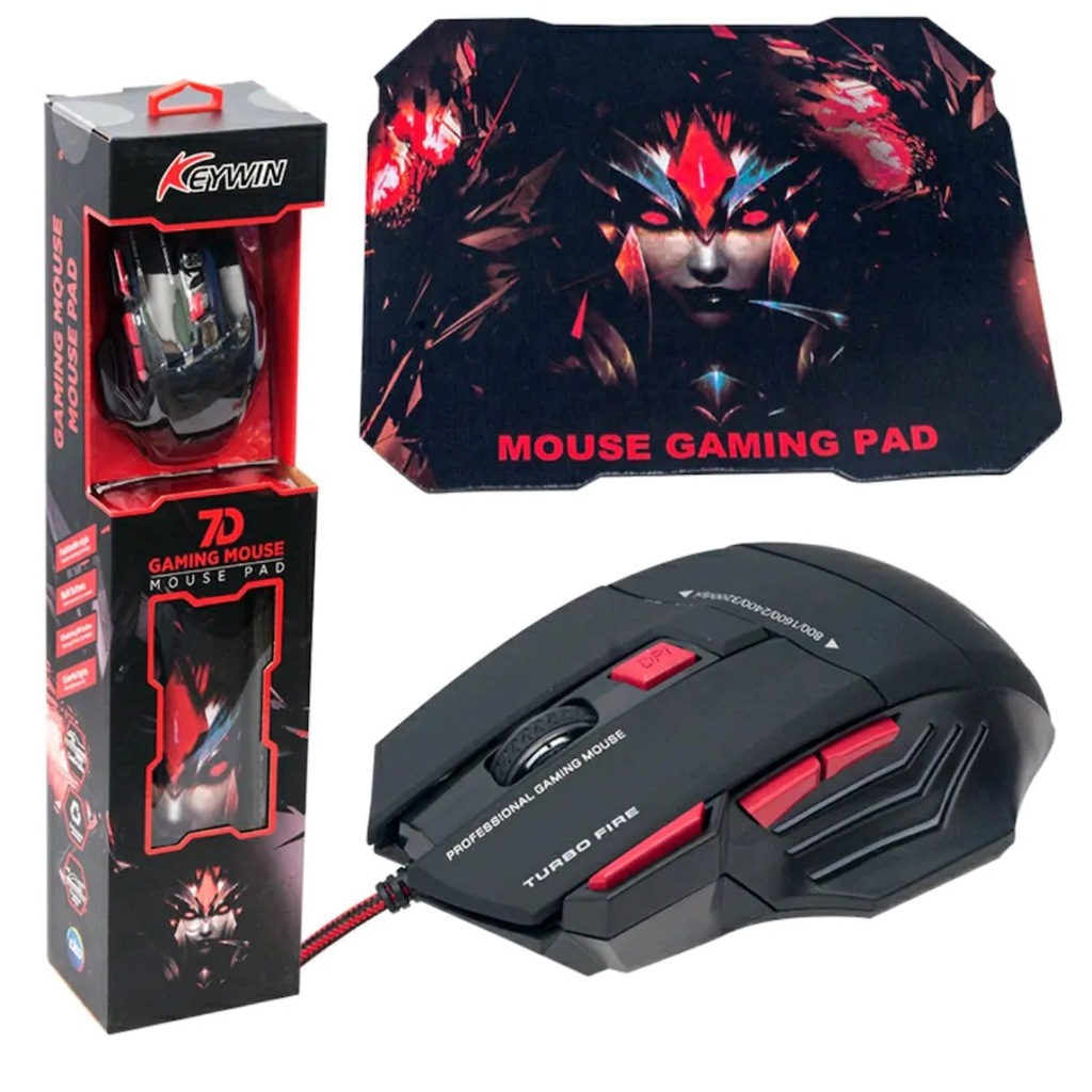 Keywin 7D Kablolu Optik Oyuncu Mouse + Mouse Pad