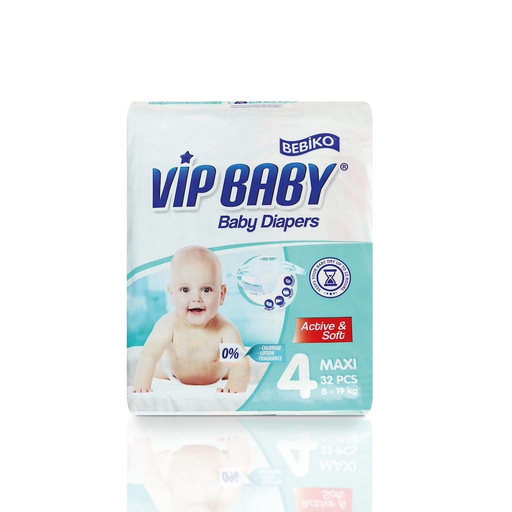 50017725 - Bebiko Vip Baby Active & Soft Maxi Bantlı 8-19 KG Bebek Bezi 4 Paket 4 Beden 4 x 32 128 Adet - n11pro.com 50017725 - Bebiko Vip Baby Active & Soft Maxi Bantlı 8-19 KG Bebek Bezi 4 Paket 4 Beden 4 x 32 128 Adet - n11pro.com