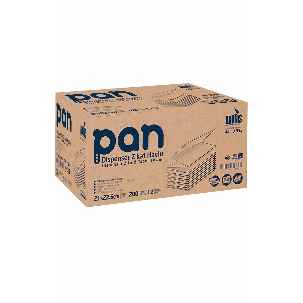 IMG-506563283738530966 - Pan 21 Z Katlı Kağıt Havlu 200'lü 12 Paket - n11pro.com