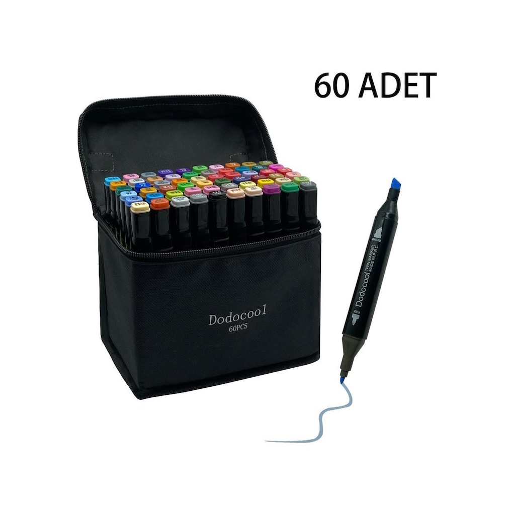 Dodocool 60'lı Çift Uçlu Touch Marker Art Tasarım Kalem Seti Çanta