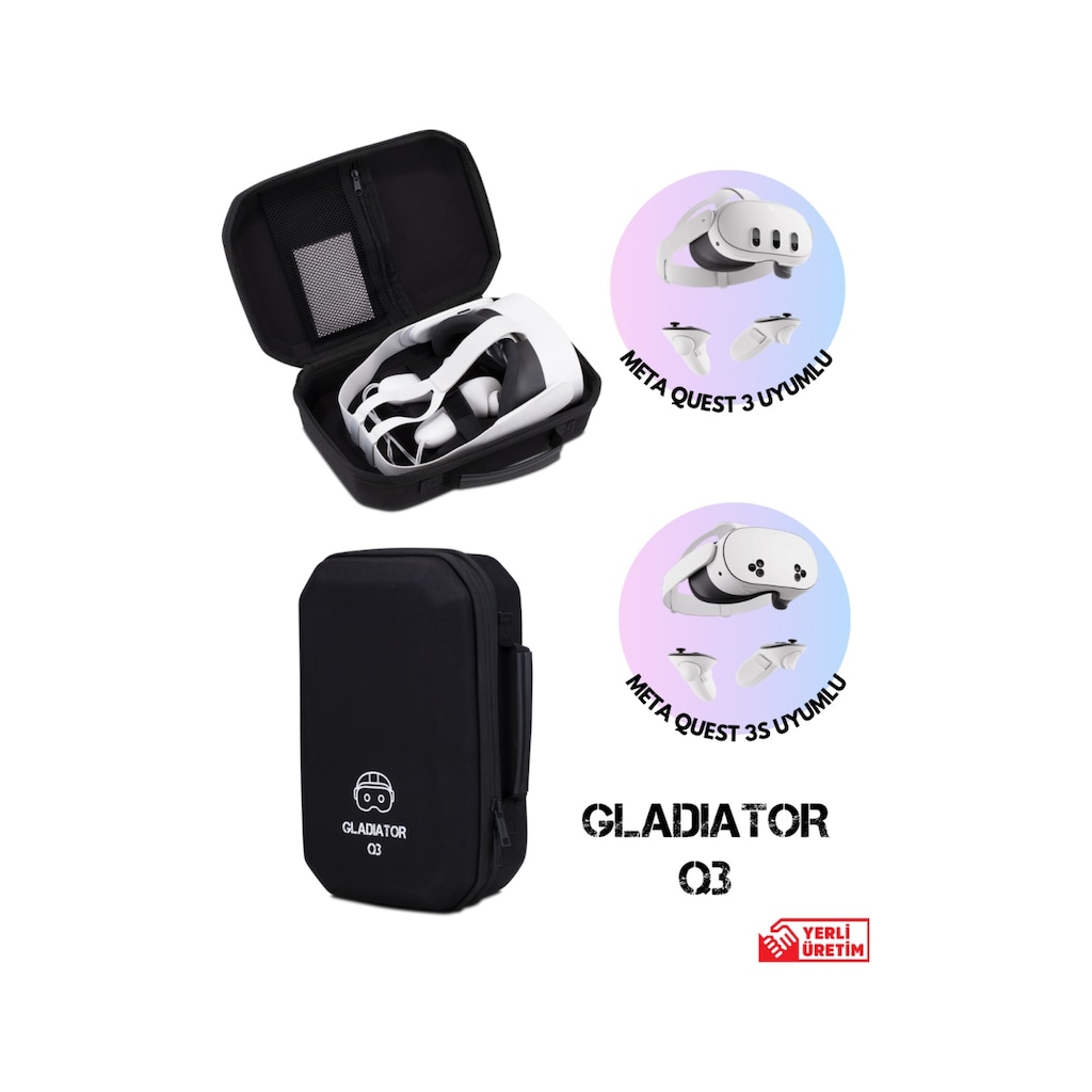 Gladiator Q3 Siyah Meta Quest 3 Çantası Quest 3 Ve 3s Uyumlu Özel