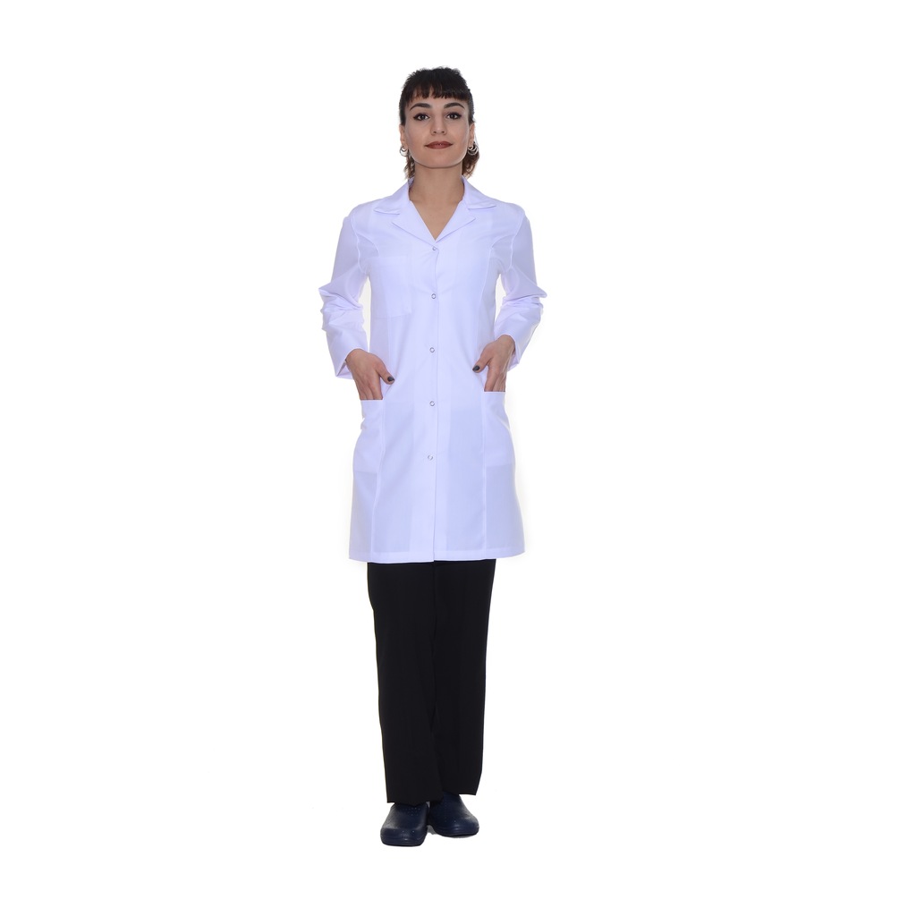 54092623 - Formteks Kadın Dr. Önlük Alpaka Apaj Yaka Çıtçıtlı Beyaz (Asorti) - n11pro.com