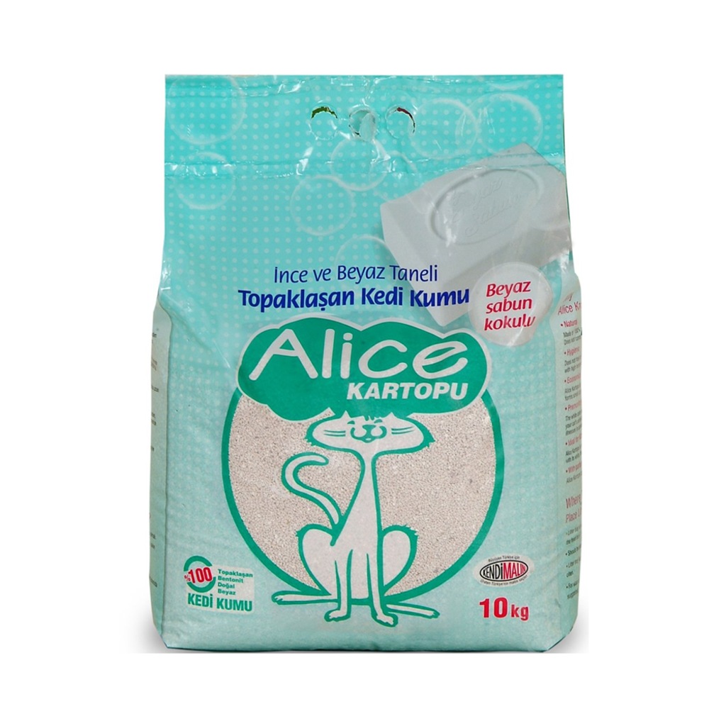 12920422 - Alice Kartopu Topaklaşan İnce Taneli Beyaz Sabun Kokulu Kedi Kumu 10 KG - n11pro.com 12920422 - Alice Kartopu Topaklaşan İnce Taneli Beyaz Sabun Kokulu Kedi Kumu 10 KG - n11pro.com