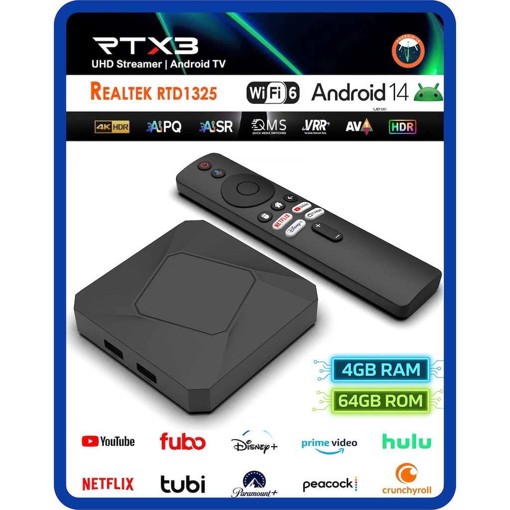 Everbox Rt-x3 4k Android 14.0 Tv Box 4+64gb Realtek Rtd1325 Yapay
