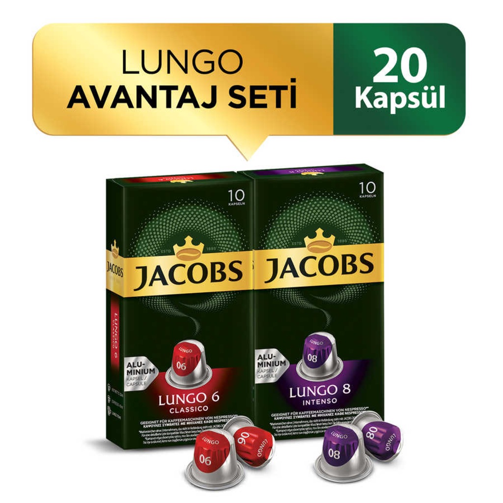 Jacobs Lungo Kapsül Kahve Avantaj Seti 2 x 10�lu Fiyatları ve Özellikleri