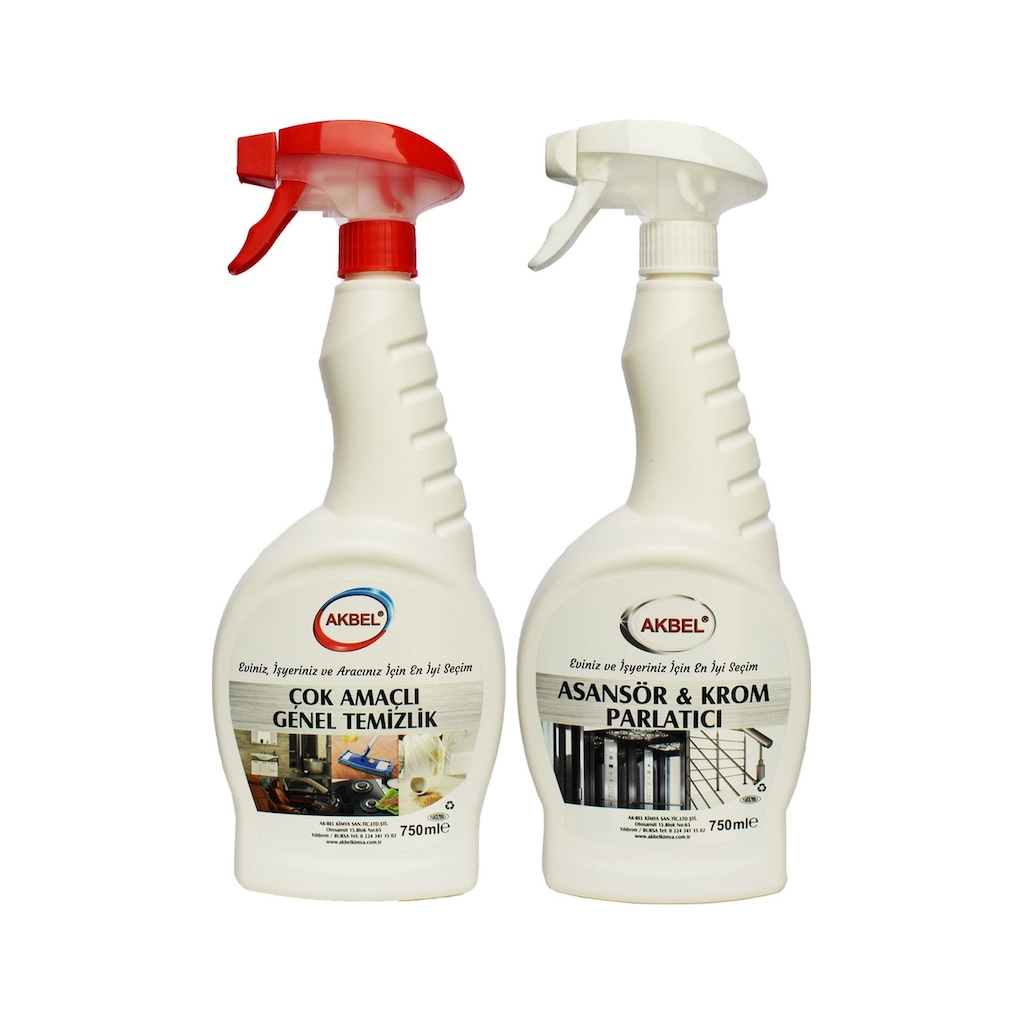Akbel Asansör Ve Krom Parlatıcı +Çok Amaçlı Genel Temizlik 750 Ml
