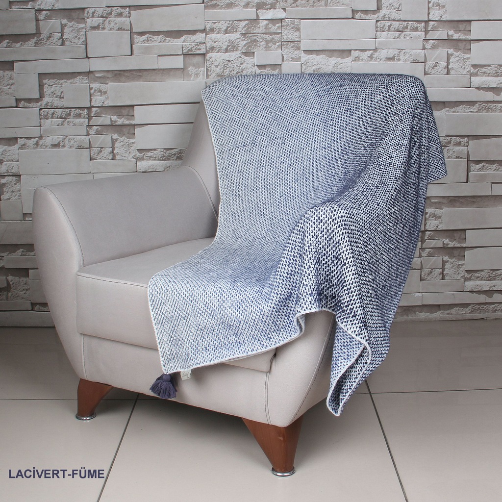 betires home orgu koltuk sali throw battaniye lacivert fume