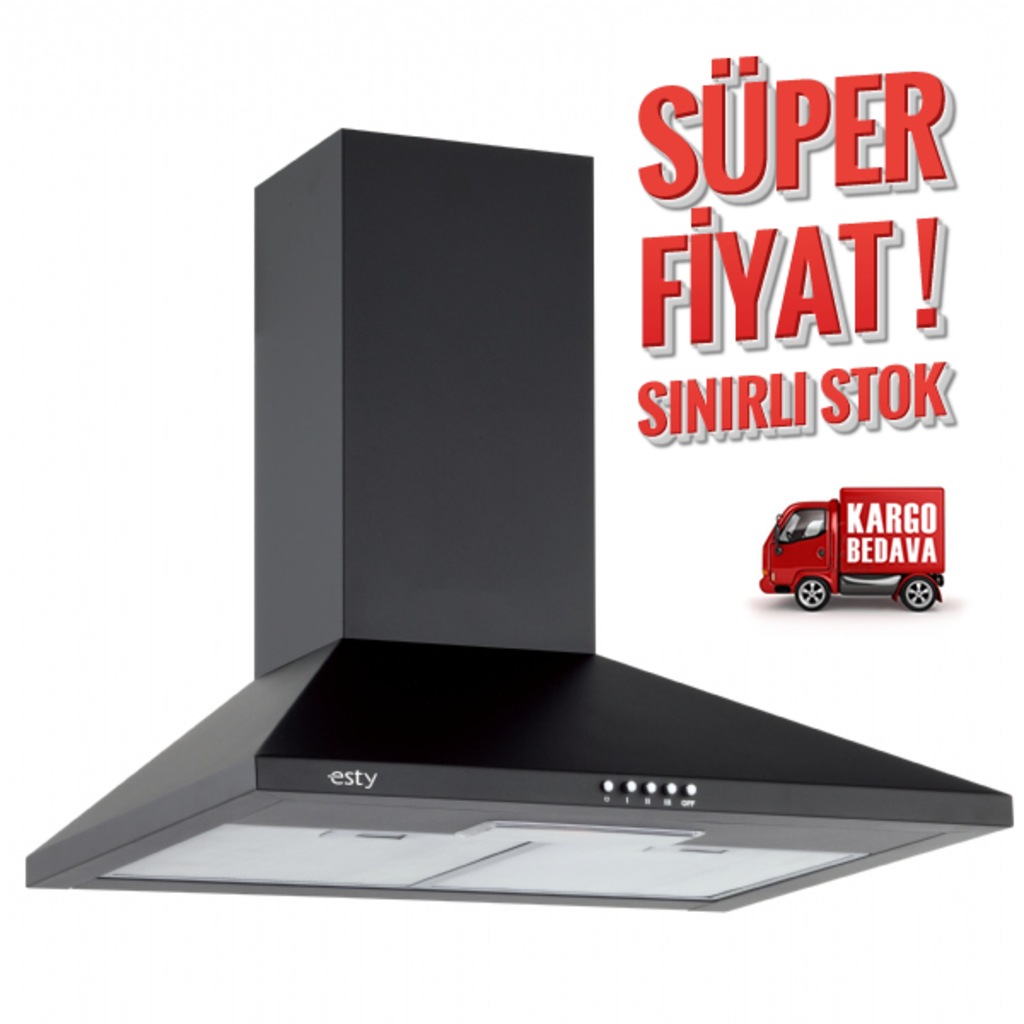 Esty 2240 SİYAH Duvar Tipi Davlumbaz 60cm Fiyatları ve Özellikleri Esty 2240 SİYAH Duvar Tipi Davlumbaz 60cm Fiyatları ve Özellikleri