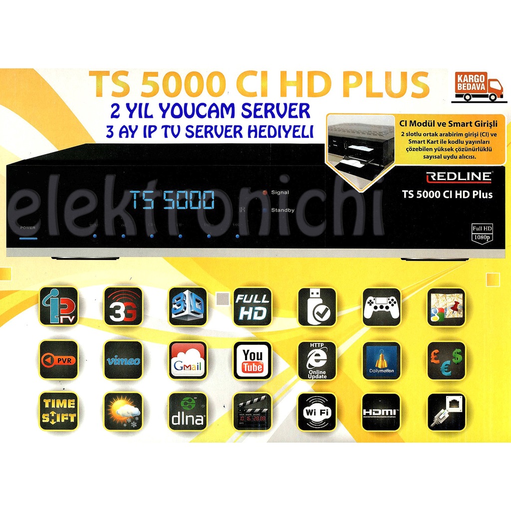 REDLİNE TS 5000 CI HD PLUS (16 GB FLAŞ BELLEK HEDİYE)