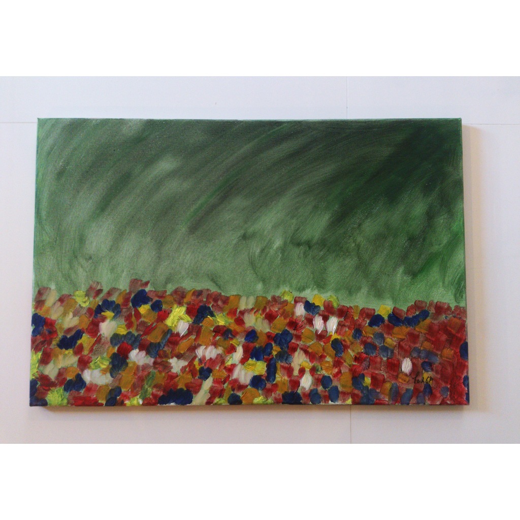 Cicek Bahcesi Imzali Cerceveli Yagli Boya Tablo 60x40cm Iadeli