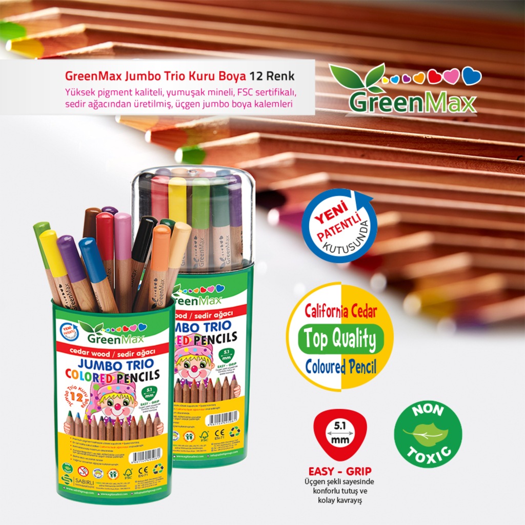 Greenmax Jumbo Trio Kuru Boya 12 Renk Fiyatlari Ve Ozellikleri