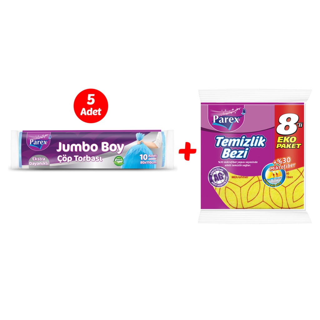 10939450 - Parex Ekstra Dayanıklı Jumbo Boy Çöp Torbası 5 Adet Mavi 80 x 110 CM + Parex Temizlik Bezi 8'li (%30 Mikrofiber) - n11pro.com 10939450 - Parex Ekstra Dayanıklı Jumbo Boy Çöp Torbası 5 Adet Mavi 80 x 110 CM + Parex Temizlik Bezi 8'li (%30 Mikrofiber) - n11pro.com