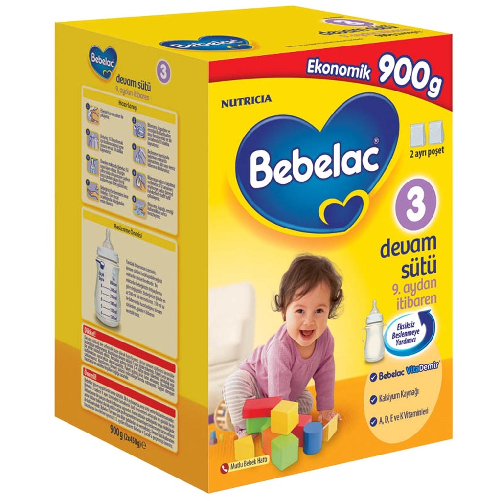 Bebelac 3 Bebek Devam Sütü 900 gr SKT:15.10.21