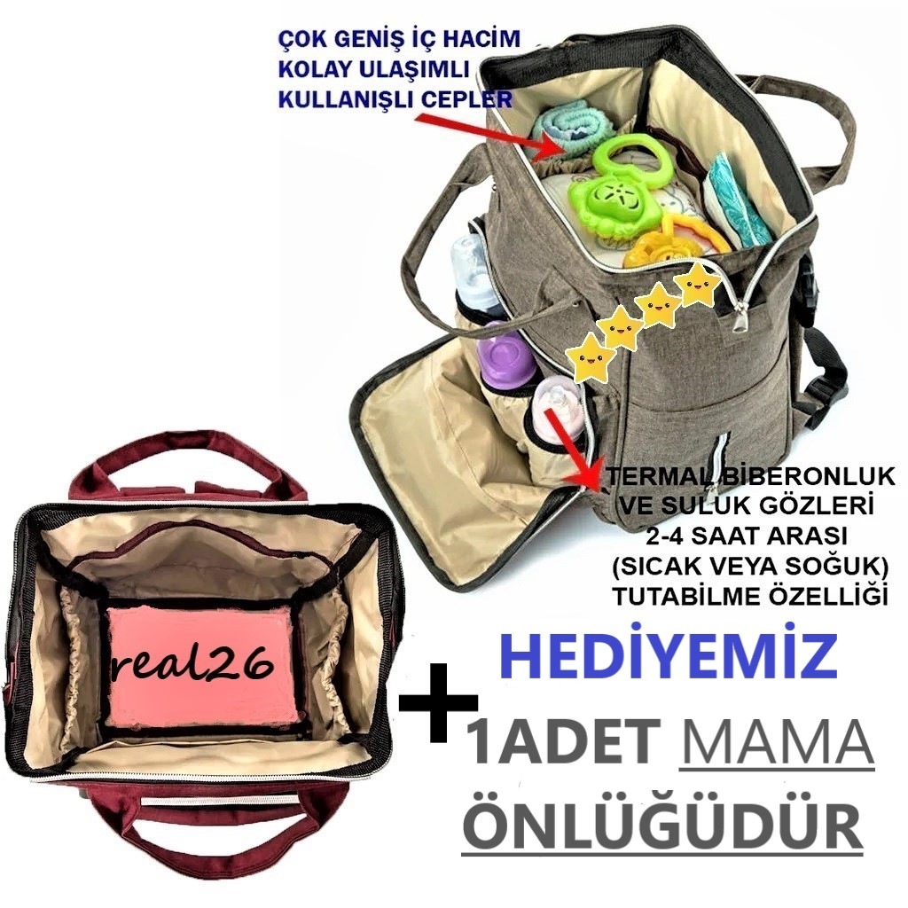 ANNE BEBEK BAKIM SIRT ÇANTASISU GEÇİRMEZGARANTİLİ VE HEDİYELİ