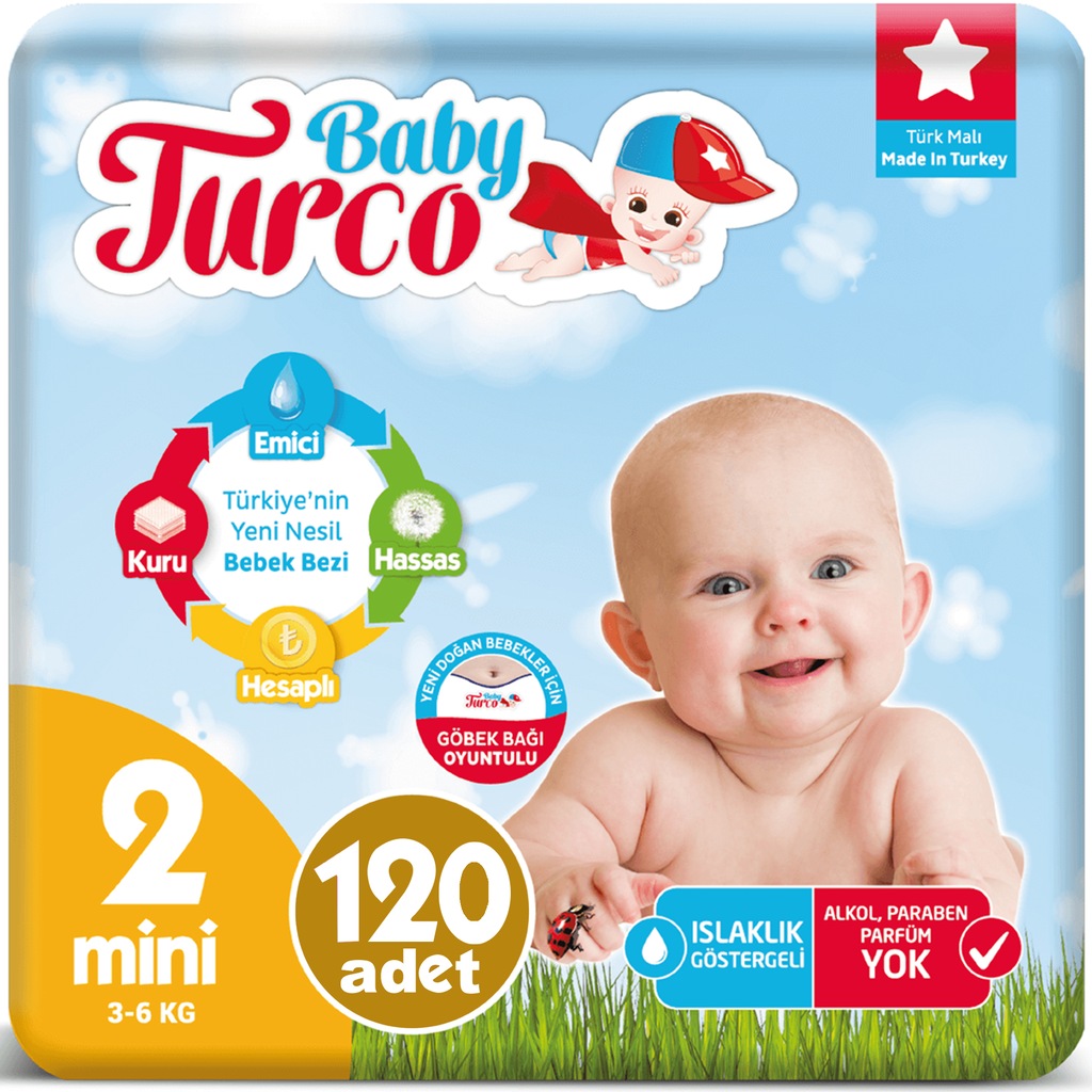 Baby Turco Bebek Bezi 2 Beden Mini 120 Adet Bez Fiyatları ve Özellikleri