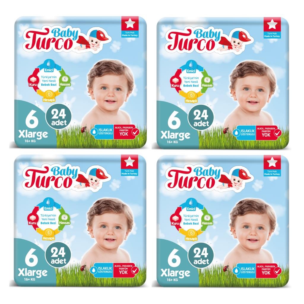 Baby Turco Bebek Bezi 6 Numara 16+ Kg 96 Adet