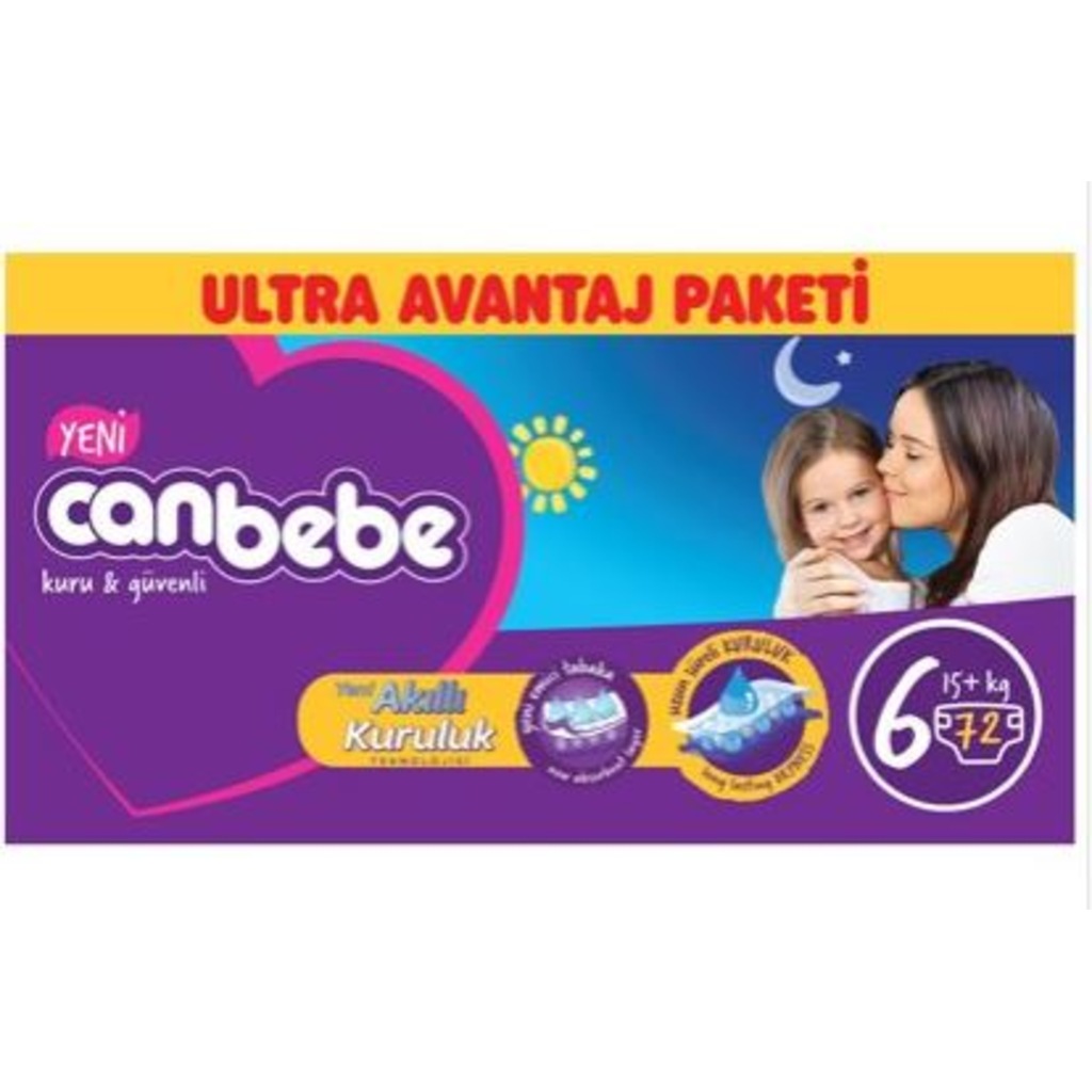 Canbebe Bebek Bezi Ultra Avantaj Paket 6 Beden 72 Adet